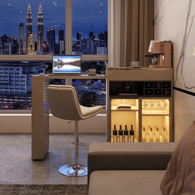 Contemporary Stone Top Bar Table with Manufactured Wood Storage Base