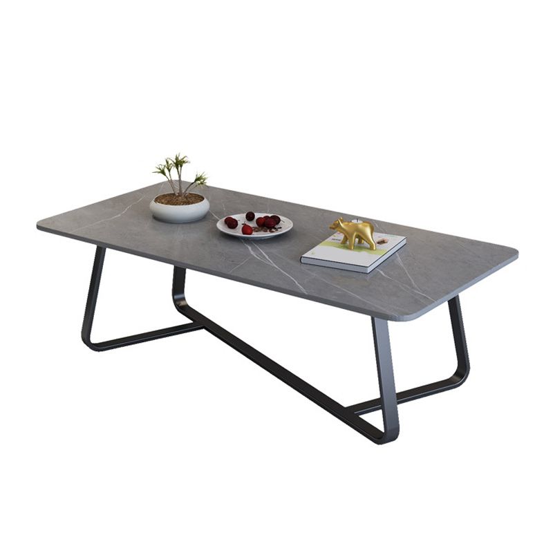 Glam Stop Top Coffee Table with Iron Cross Legs for Living Room