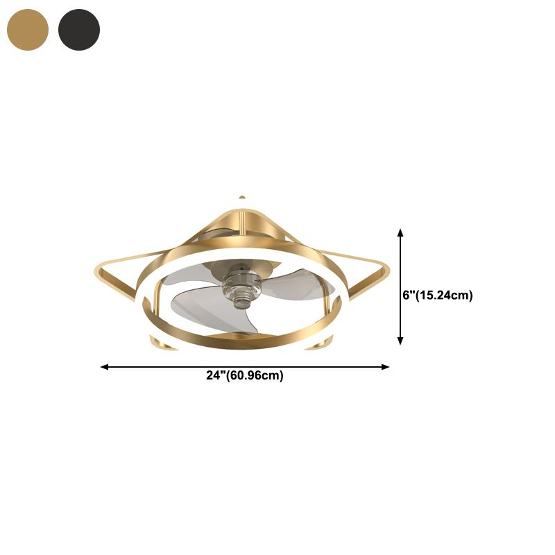 3-Blade Children Ceiling Fan Metallic Black/Golden Fan with Light for Dining Room