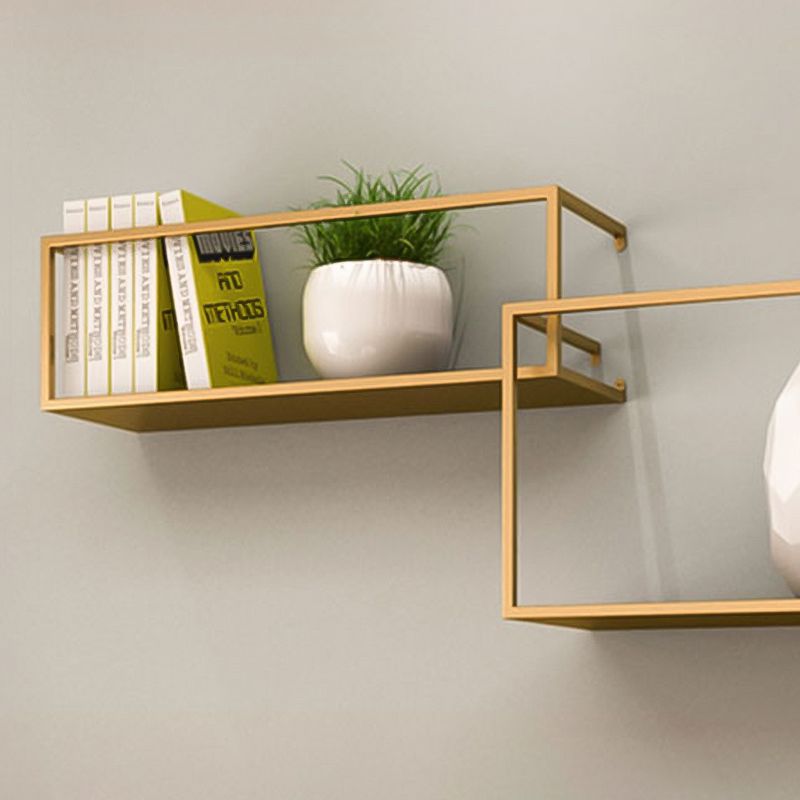 Gold/Black Wall Mounted Bookshelf Iron Modern Closed Back Shelf