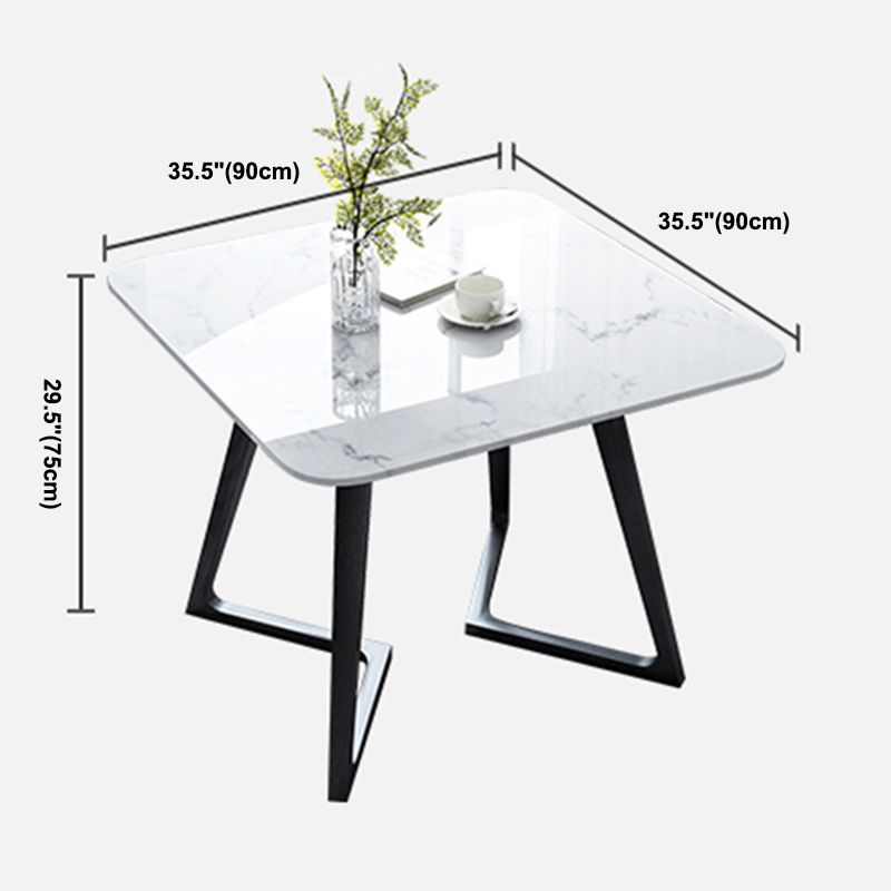 Sintered Stone White Ton Esstisch Industrial Doppelpodest Tisch für Esszimmer