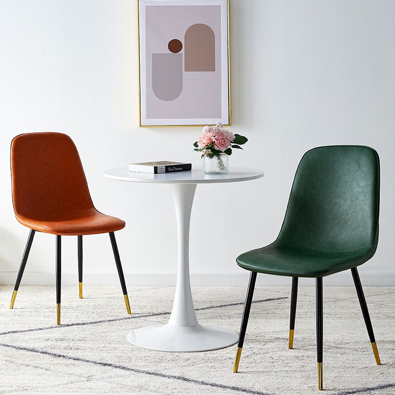 Glam Style Leather Dining Chairs for Kitchen Solid Back Armless Chairs