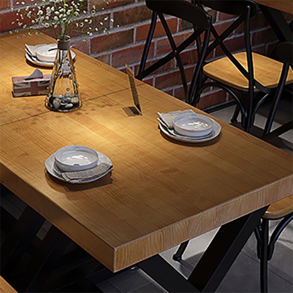 Solid Wood Dining Table for Restaurant Industrial Table with 4 Legs