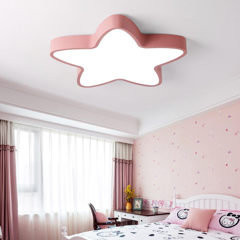Plafonnier LED en forme d'étoile Macaron nordique en fer forgé pour chambre d'enfant