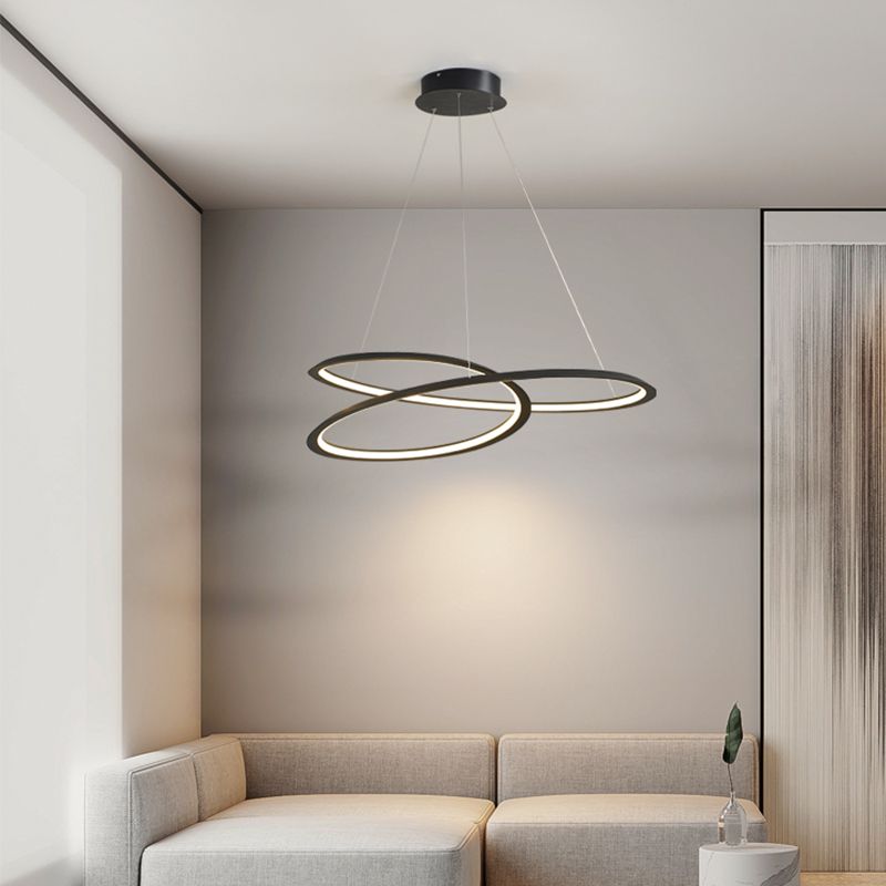 Modern Simplicity LED Chandelier Wrought Iron Linear Pendant Light with Acrylic Shade