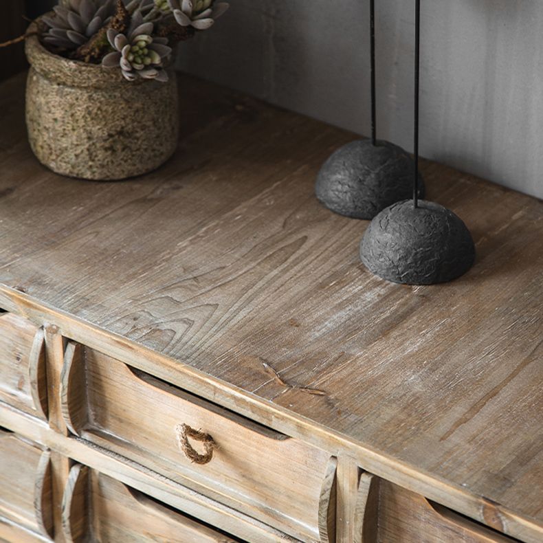 Distressed Wood Accent Chest Industrial Ring Pulls Natural Accent Cabinet