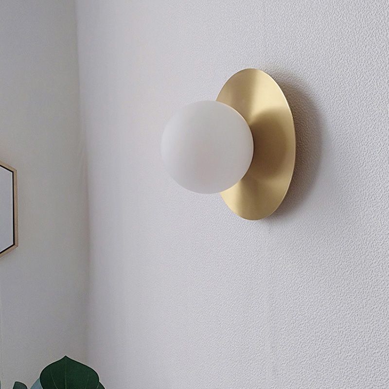 Spherical Living Room Wall Light Fixture Glass Nordic Style Wall Sconce Light in White