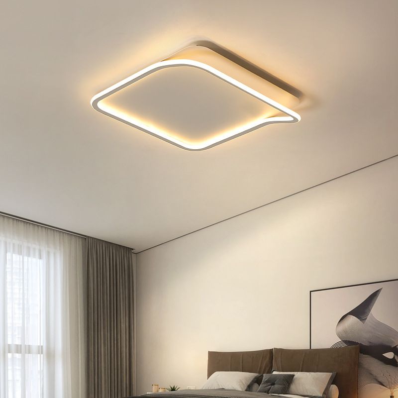 Plafonnier géométrique en aluminium encastré en acrylique blanc LED pour chambre à coucher moderne et minimaliste