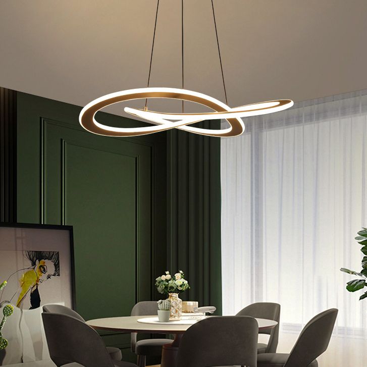 Twisting Metal Chandelier Lighting Fixture Modern LED Black Chandelier Lamp for Living Room