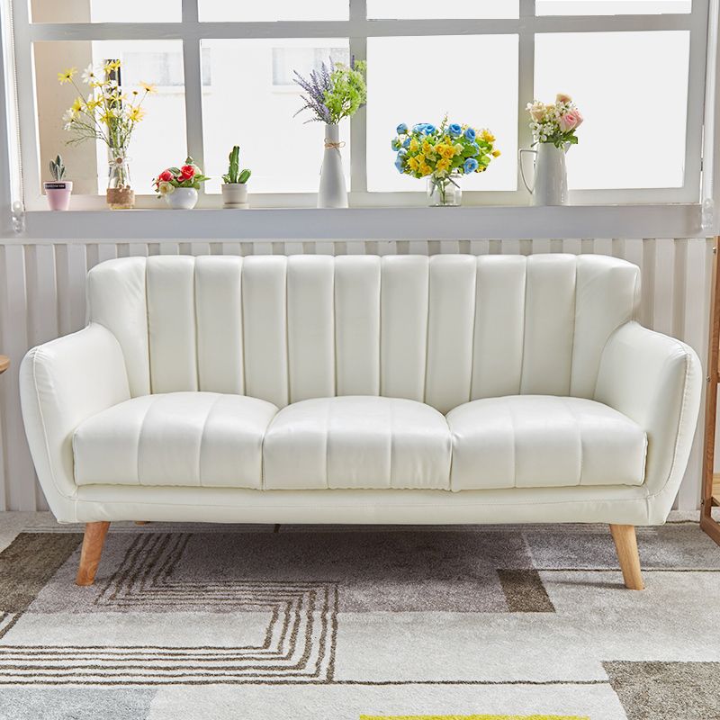Faux Leather Stain Resistant Sewn Pillow Back Standard Sofa Couch