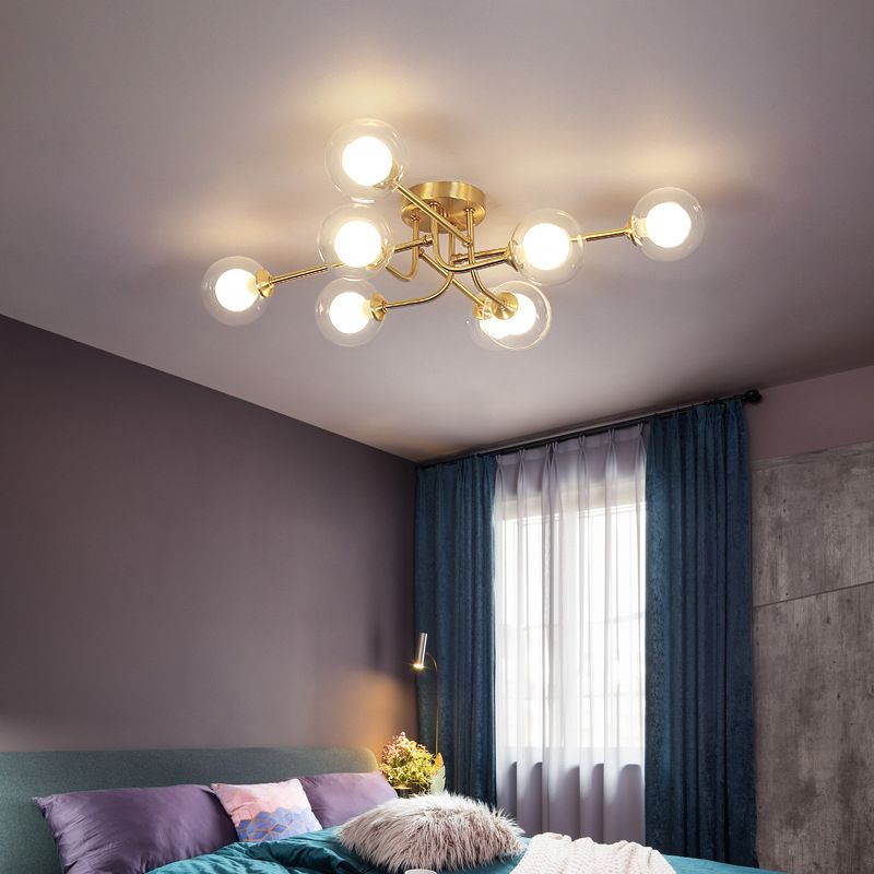 Ball Shape Glass Flush Ceiling Light Modern Multi Lights Flush Light Fixtures