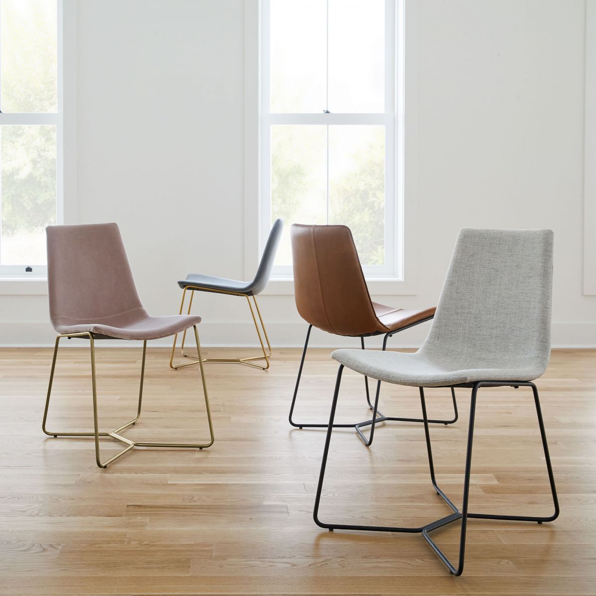 Metal Upholstered Chair Contemporary Armless Open Back Chair for Dining Room