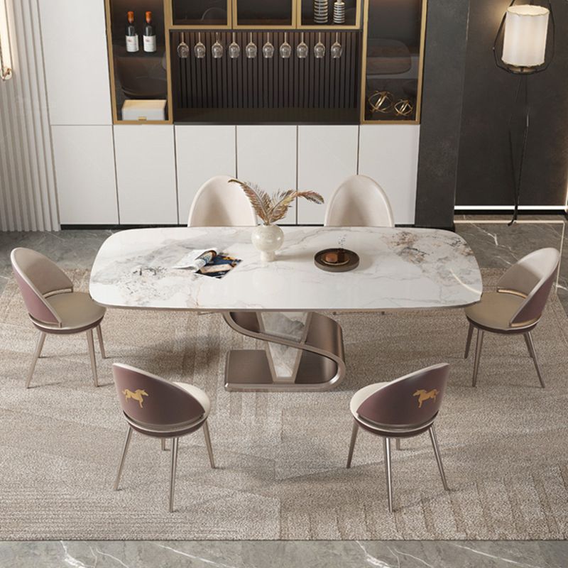 Designer Style 1/4/5/6/7/9 Pieces Dining Table Set Rectangle Sintered Stone Top Table Set