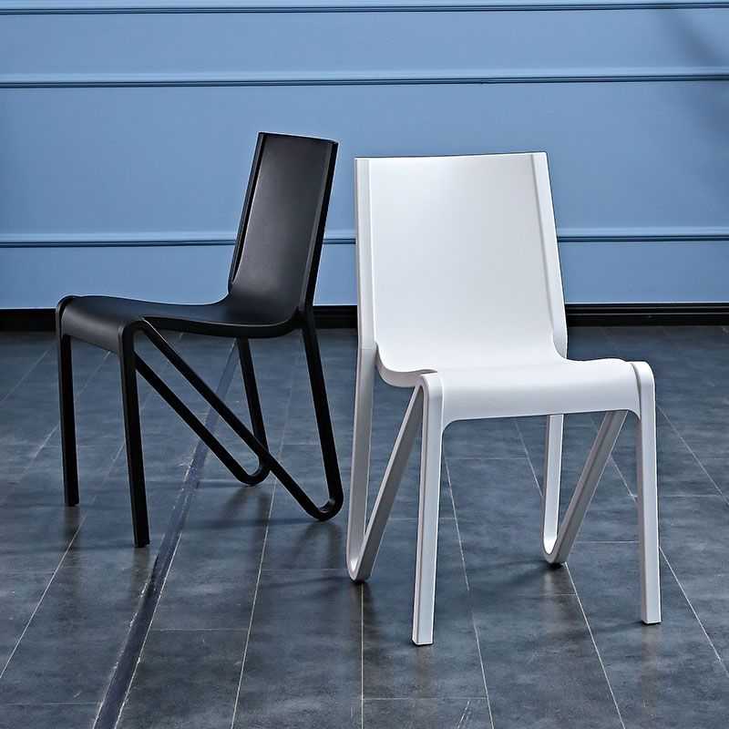 Plastic Scandinavian Kitchen Dining Room Side Chair Solid Back Chair