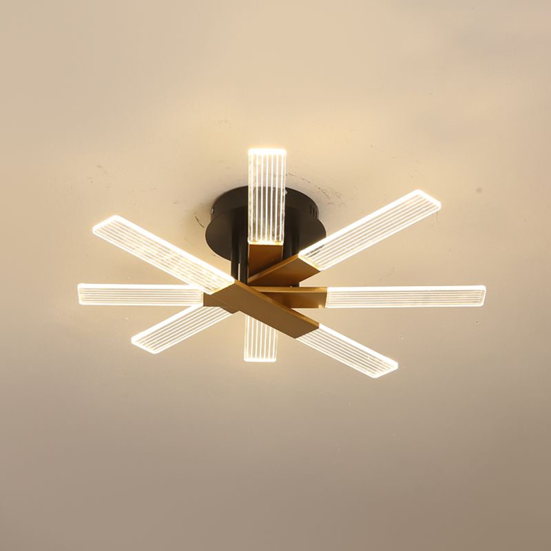 Metal Round Shade Flush Ceiling Light Modern Multi Lights Flush Mount Fixture in Brass