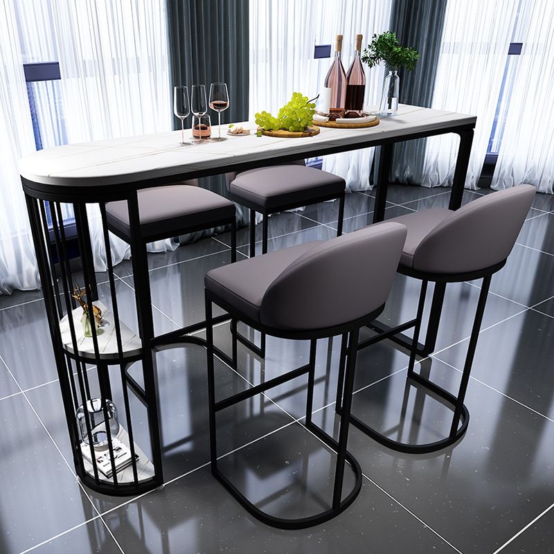 Modern Black and White Event and Cocktail Table Marble Storage Counter Table