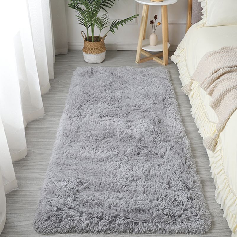 Simple Plain Carpet Polyester Shag Indoor Rug Pet Friendly Rug for Adult's Bedroom