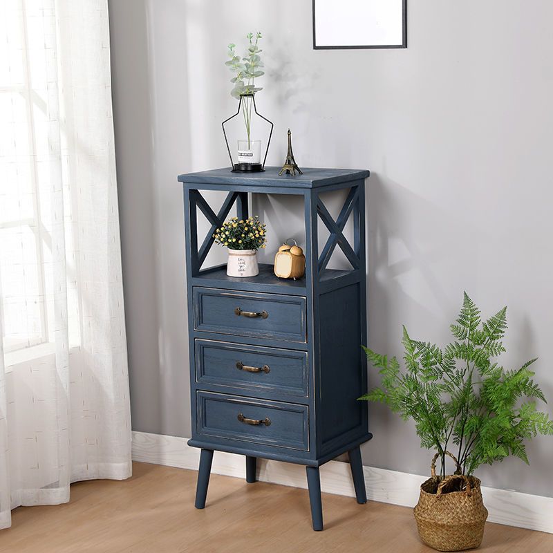 Contemporary Wood Accent Chest with Drawers and Shelf 12.59" Wide