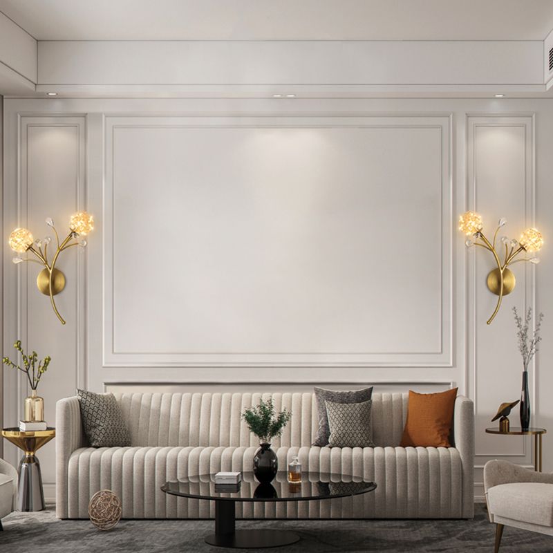 Apliques de pared de pared de doble flores de estilo creativo de metal 2 luces de metal 2 luces