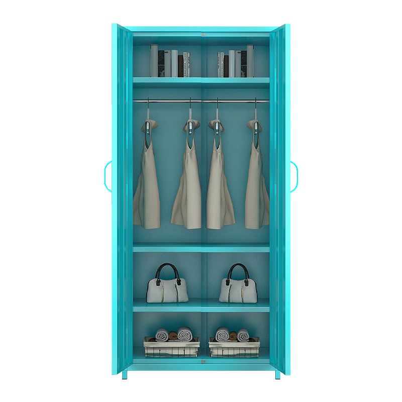 Contemporary Style Wardrobe Cabinet Steel Wardrobe Cabinet with Clothing Rod