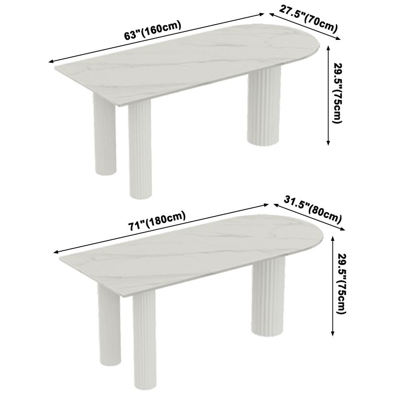 Free Form White Dining Table Sintered Stone Table Modern Style with 3 Legs