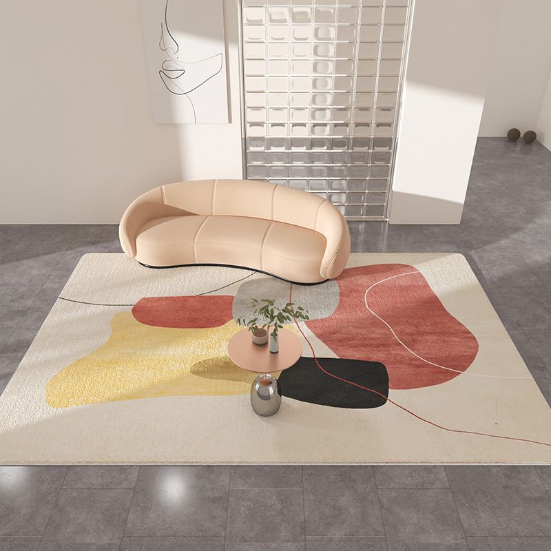 Dark Purple Line Rug Polyester Minimalist Rug Stain Resistant Rug for Living Room