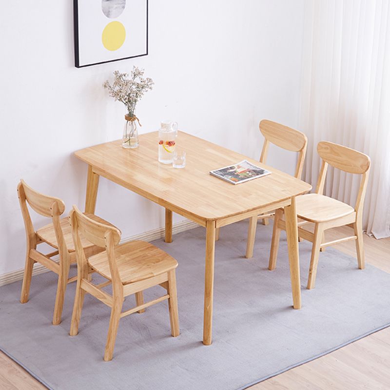 Chaise d'appoint en bois scandinave Home Chaise de salle à manger à dossier ouvert naturel (Ensemble de 2)