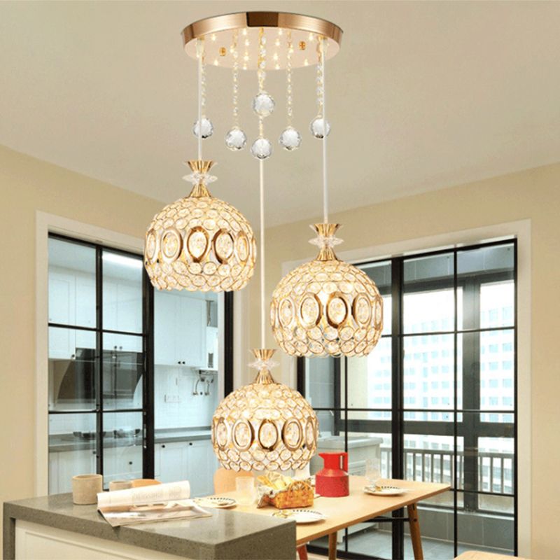 Cluster à ananas doré Éclairage pendentif éclairage moderniste cristal de lampe suspendue