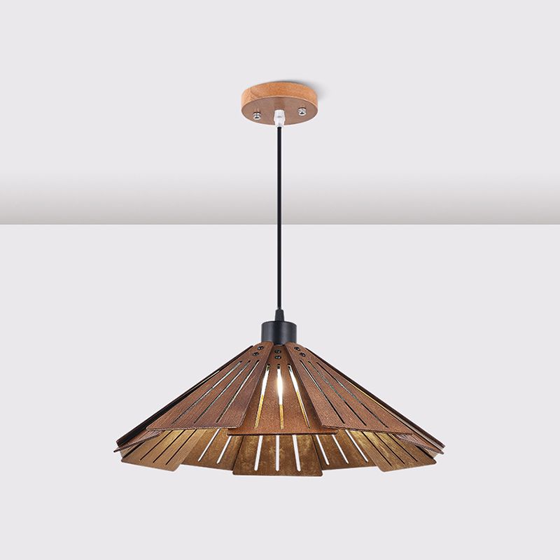 Côté à cône en bois Éclairage pendentif style moderne 1 lumière suspendue pour le salon