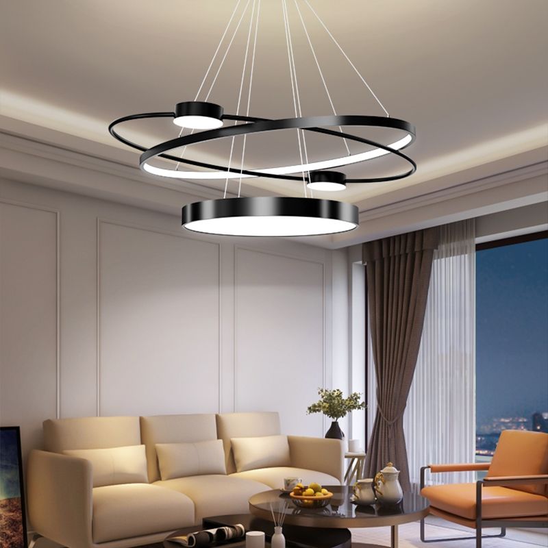Posto de lámpara LED LED de capas de metal de araña de círculo nórdico para restaurante