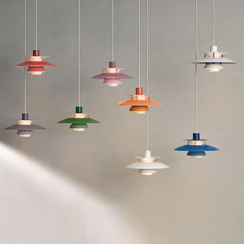 Colorful Metal Shape Hanging Light Modern Style Pendent Lighting Fixture for Sitting Room