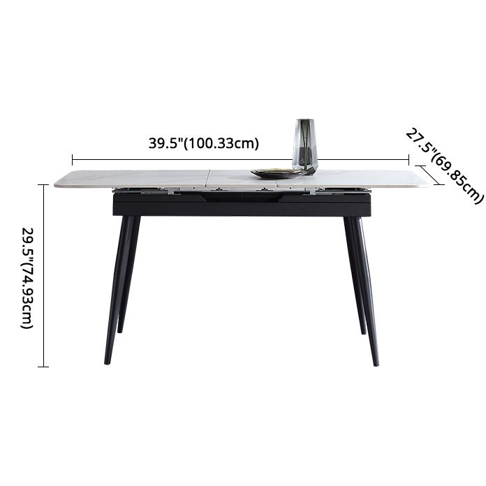Rectangle Contemporary Sintered Stone Dining Room Set with Removable Leaf Dining Furniture Set