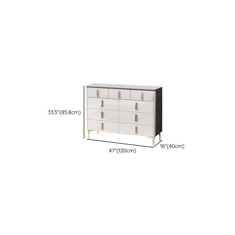 Glam Stone White Storage Chest Bedroom Chest with Metal Legs