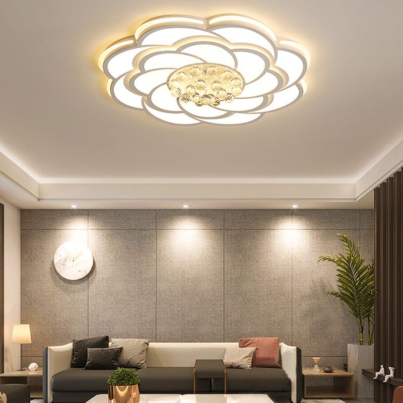 Geometric Flush Mount Fixture Contemporary Metal Flush Light in White