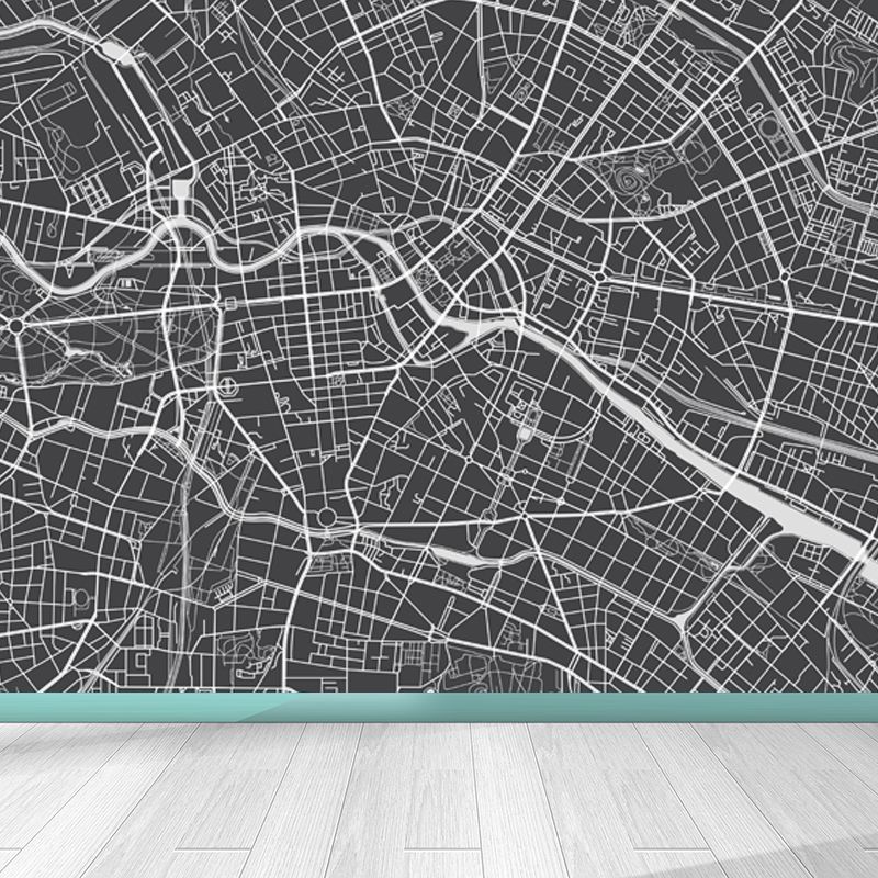 District Map Print Mural Decal Contemporary Washable Boys Bedroom Wall Decor, Customized