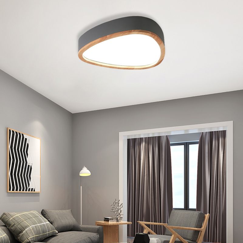 Grey/White/Green Drop Flush Mount Ceiling Light Modern Iron and Wood Unique Ceiling Light in Warm/White