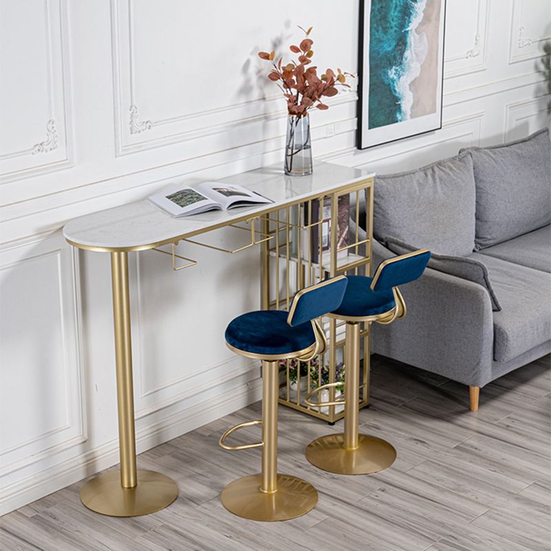 Glam Round Dining Stools Adjustable Height Bar Stools with Metal Base