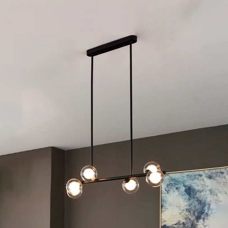 Modern Kitchen Island Lighting Round Hanging Island Lights with Clear Glass Shade