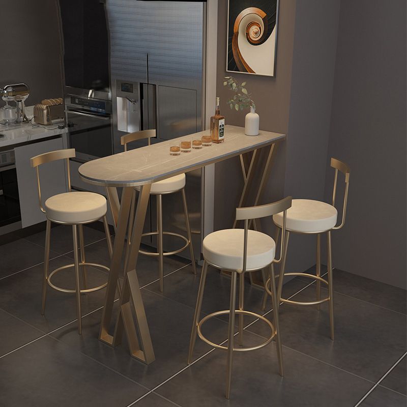 Glam 1/2/3/5 Pieces Bar Table Set Rectangle Bar Table with Metal High Stools for Home