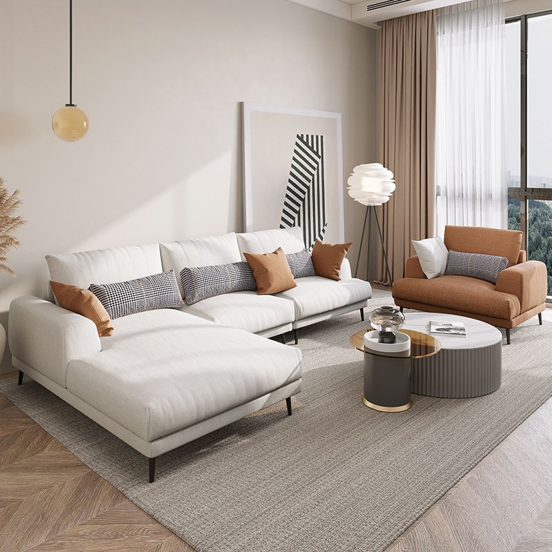 Fabric 3 Seater Living Room Contemporary Standard Sofa Chaise