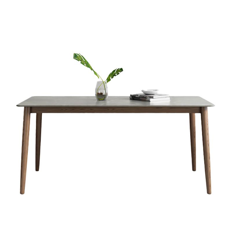 Sintered Stone Rectangle Dining Table Medieval Modern Table with Wooden 4 Legs