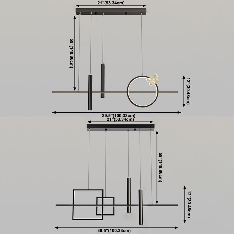 Geometric Island Pendant Lights Modern Kitchen Island Lighting Metal 5 Light Island Lights