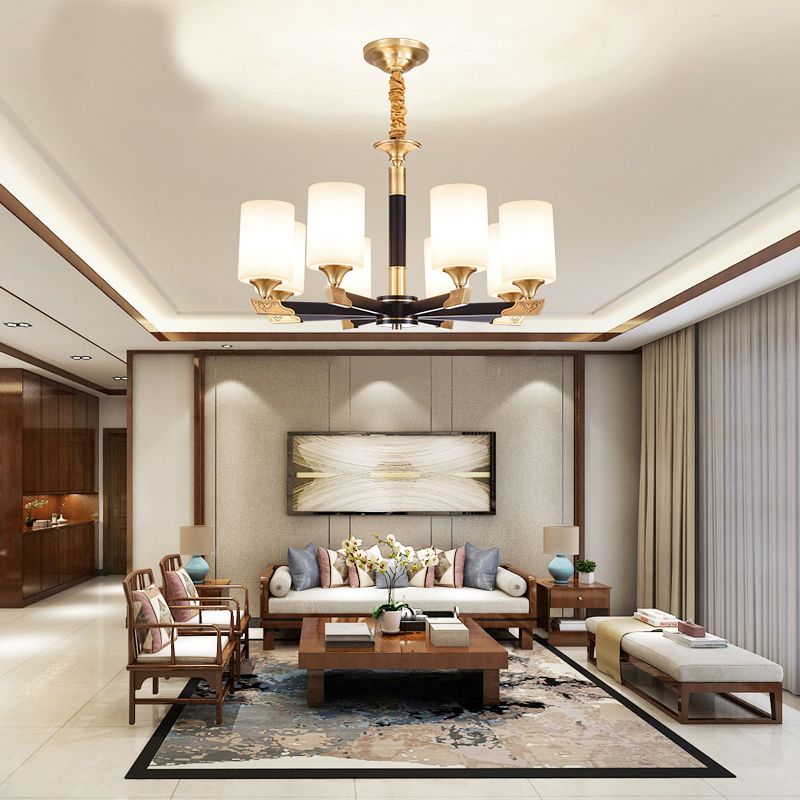 Modern Minimalism Style Cylindrical Hanging Chandelier Copper Ceiling Chandelier