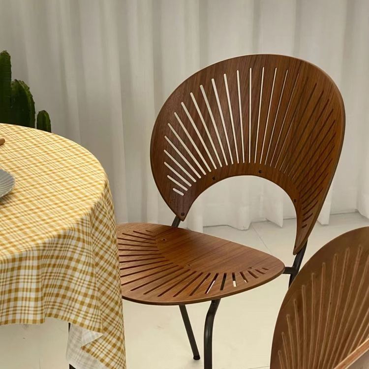 Scandinavian Style Open Back Dining Side Chair with Metal Legs Armless Side Chairs for Home