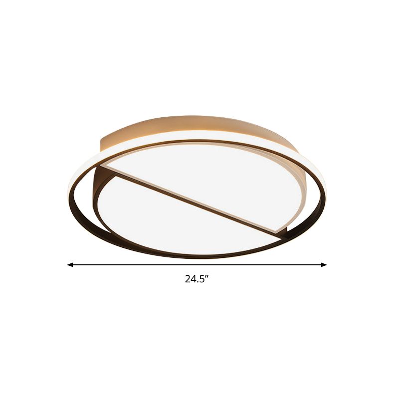 2 Lampada da incasso semicircolare Lampada da soffitto moderna a LED in metallo nero/bianco e nero per camera da letto in bianco caldo/caldo, 16,5"/20,5"/24,5" W