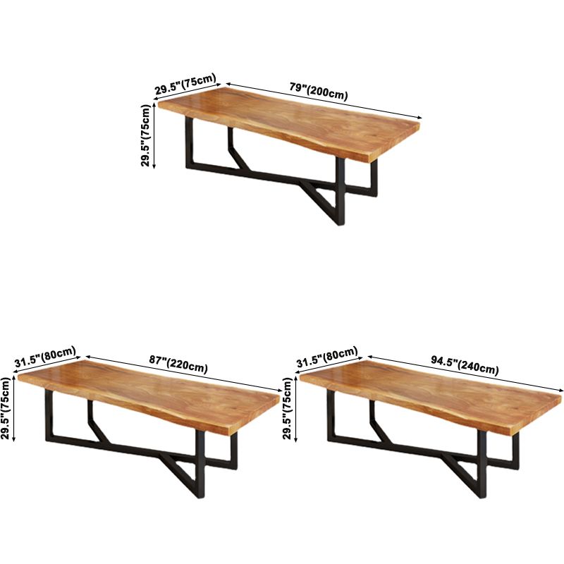 Industrial Rectangle Dining Table Pine Solid Wood Table with Black Trestle Base for Dining Room