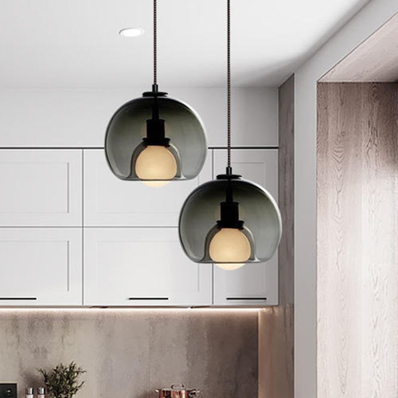 Globe Pendant Light Contemporary Minimalist 1 Light Glass Indoor Hanging Lamp