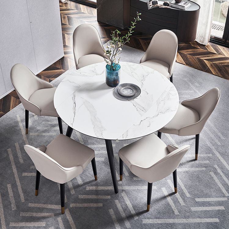 Simplicity Style Round Eetting Table Stone drop-blad eettafel met 4 poten
