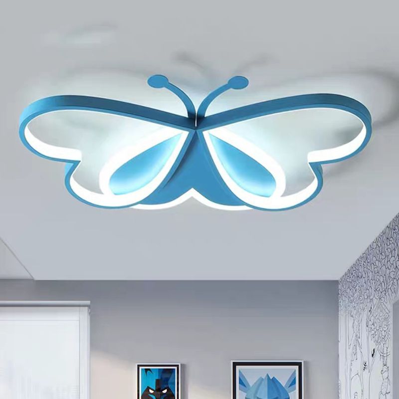Butterfly Flush Mount Ceiling Light Fixtures Kids Metal Ceiling Mount Chandelier for Bedroom