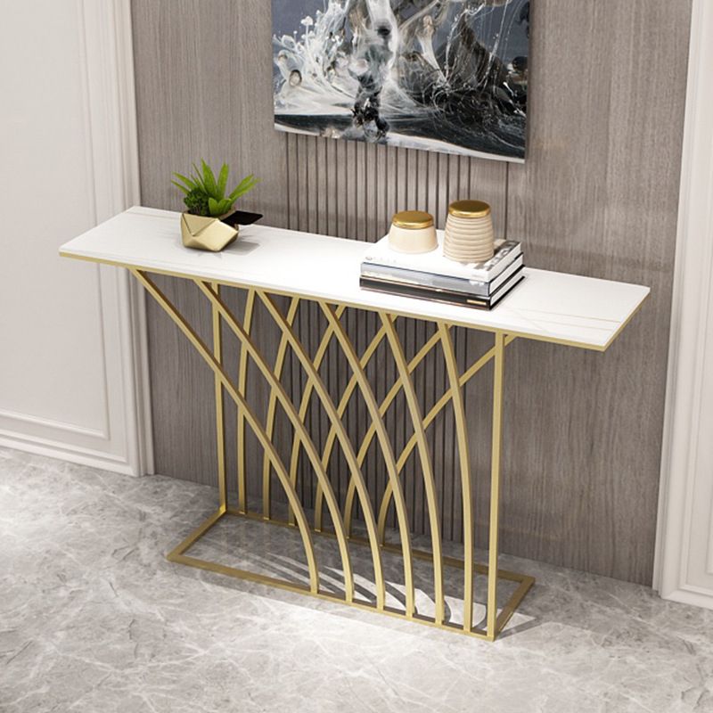 Modern Console Table Stone Rectangle Accent Table , 31.5-inch Tall